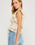 Noemi Eyelet Trim Peplum Top