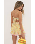 Lucy in The Sky Evie Square Neck Floral Romper in Yellow