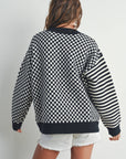 Frenchy Checker Pattern Drop Shoulder Sweater