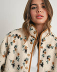Titi Floral Print Fluffy Fleece Jacket