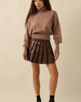 Mona Pleated Leather Skirt