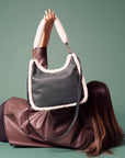 Reece Sherpa Trim Satchel/Shoulder Bag