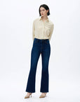 Holly Flare Jeans with Finished Hem & Slit