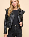 Janelle Ruffle Leather Jacket