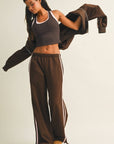 Side Stripe Cropped Zip Up Hoodie