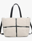 Marlene Sherpa Contrast Tote w/ Dual Handles