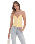 Lucy in the Sky Open Back Lace Top in Yellow