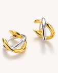 Criss Cross Mixed Metal Huggies