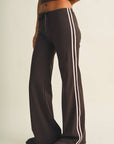 Side Stripe Low Waist Straight Leg Pants