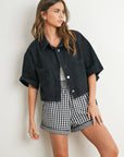 Button Front Cropped Shirt - BMJ7681