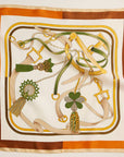 Equestrian-Inspired Silk-Texture Scarf – Elegant Square Scarf with Buckle & Tassel Design