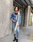 Boho Speckle Stripe Tassel Scarf