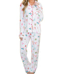 Festive Print Button-Up Pajama Set