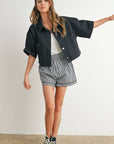 Button Front Cropped Shirt - BMJ7681