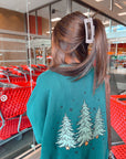 Sparkling Christmas Tree Embroidered Crewneck Sweatshirts
