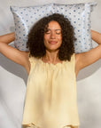 Standard Satin Pillowcase - Pearlized Cream & Coastal Blue Print