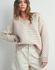 Frenchy Checker Pattern Drop Shoulder Sweater