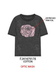 Distressed Rose Acid Wash T-shirt - TWEEN GIRLS