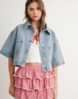 Button Front Cropped Shirt - BMJ7681