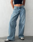 Vinnie Low Rise Wide Leg Denim Jeans