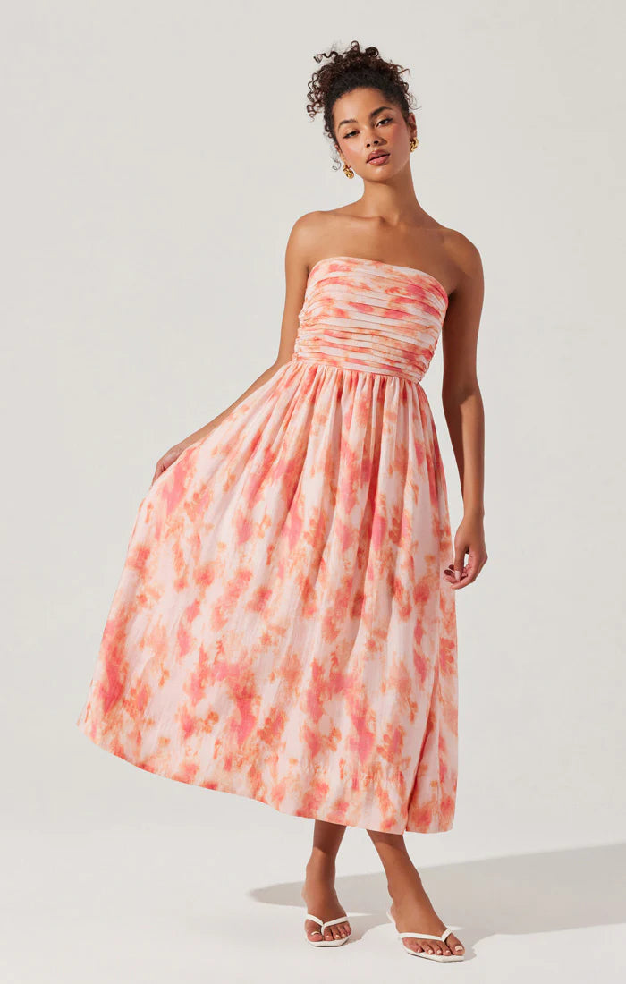 fitted lace wedding dress Imogen Pink Print Strapless Maxi Dress - US 12 main image 1