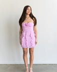 Lucy in the Sky Chiffon Rosette Ruffle Dress in Pink