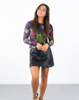 Mesh Print Crew Top - Baroque Bloom