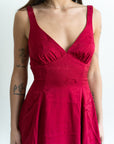 Lucy in the Sky Floral Jacquard Tie Dress in Maroon