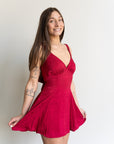 Lucy in the Sky Floral Jacquard Tie Dress in Maroon