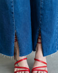 Della Front Slit Crop Jeans