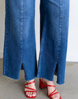 Della Front Slit Crop Jeans