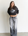 Ainsley Denim Terry Pants- Black
