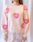 Lux Embroidered Heart Sweater Top