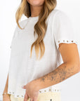 Zoey Rivet Top- Ivory