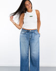 Ainsley Denim Terry Pants- Blue Denim