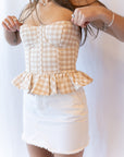 Noelle Peplum Strapless Top