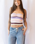 Alison Striped Knit Top- Pink Combo