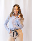 Holland Poplin Striped Blouse- Blue