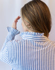 Holland Poplin Striped Blouse- Blue