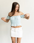 Gina Denim Mini Skirt- White