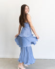 Lupin Tiered Dress- Slate Blue