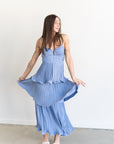Lupin Tiered Dress- Slate Blue