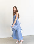 Lupin Tiered Dress- Slate Blue