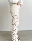 Shia Lace Detail Jeans- Beige