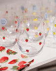 Stemless Wine Glass with Strawberries - sanitystyle