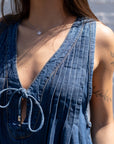 Chris Denim Tie-Front Romper