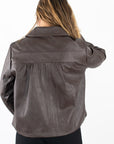 Vail Rounded Collar Faux Leather Jacket