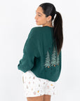 Sparkling Christmas Tree Embroidered Crewneck Sweatshirts