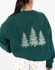 Sparkling Christmas Tree Embroidered Crewneck Sweatshirts