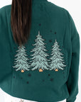 Sparkling Christmas Tree Embroidered Crewneck Sweatshirts